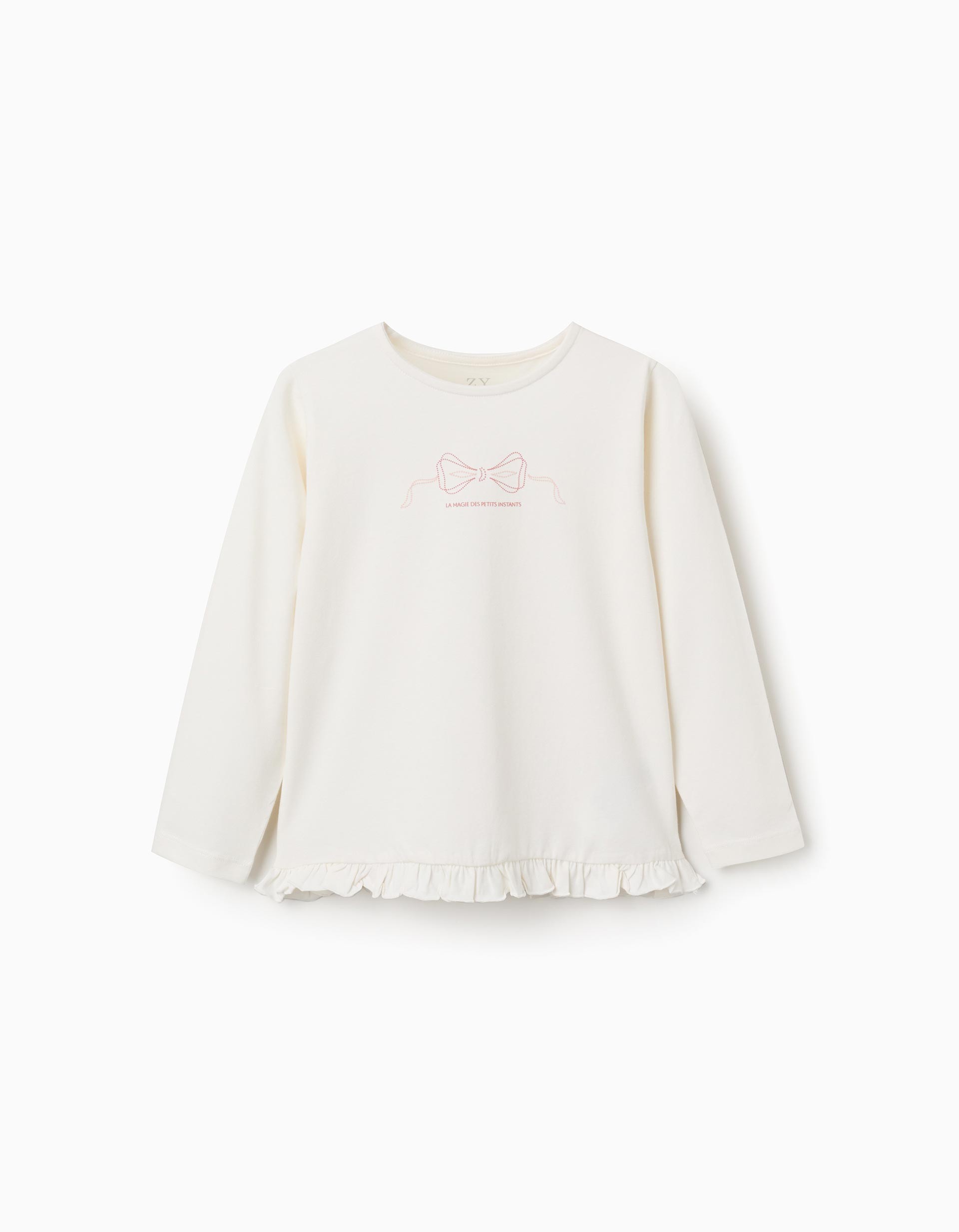 Camiseta de manga larga con estampado y volantes