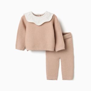 Conjunto bebe Zippy jersey punto beige pantalon punto cintura elastica
