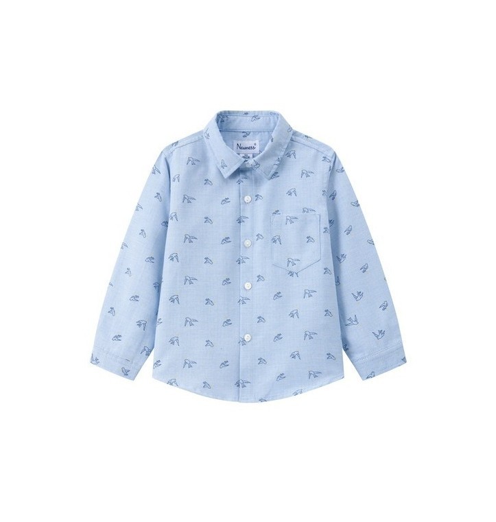 Camisa niño estampado pájaros azul