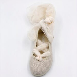 Merceditas nina Chuches lino natural cintas gasa bailarina suela antideslizante aroma chuches tallas 19-38