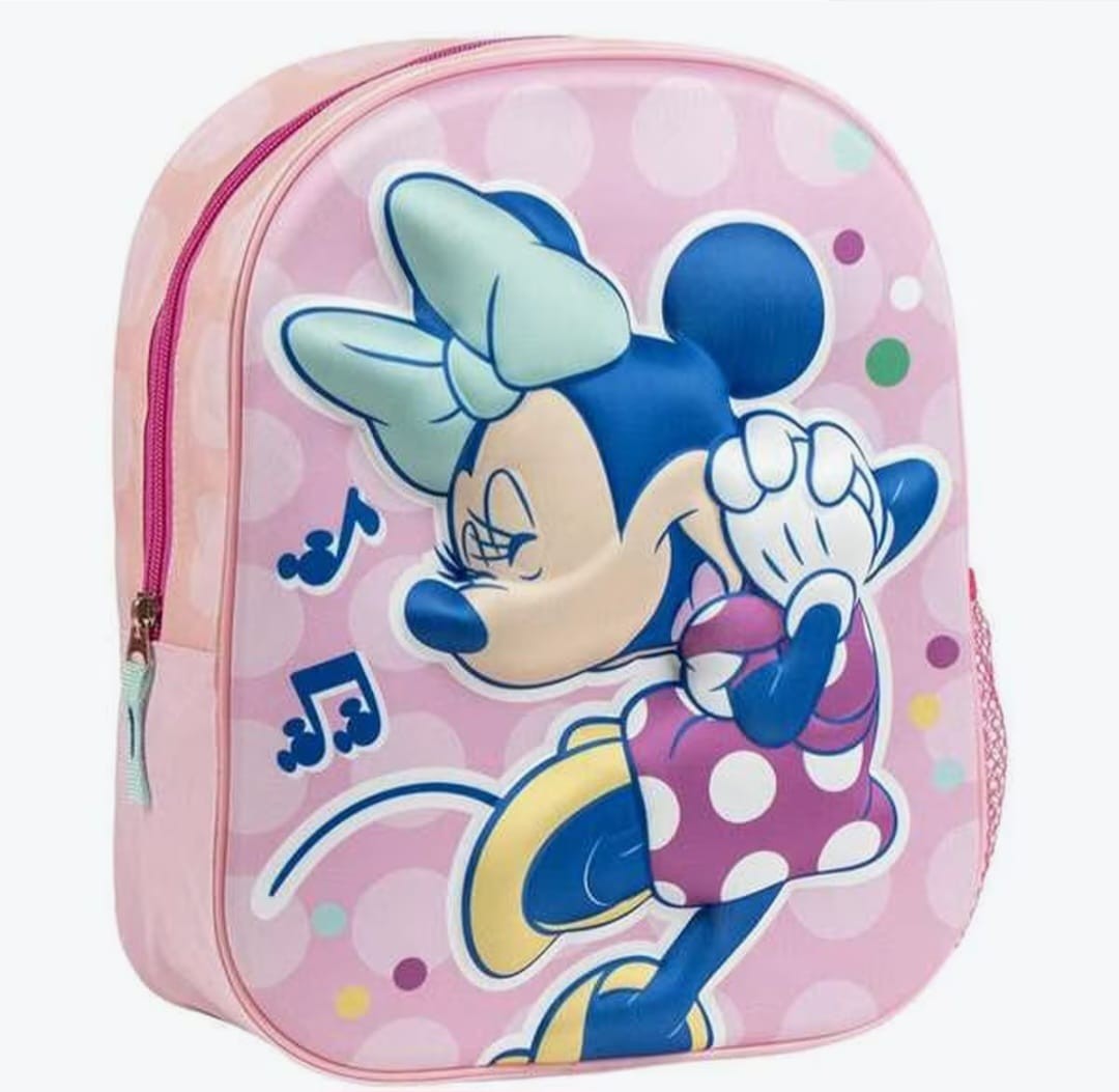 Mochila infantil Minnie Mouse rosa con relieve 3D