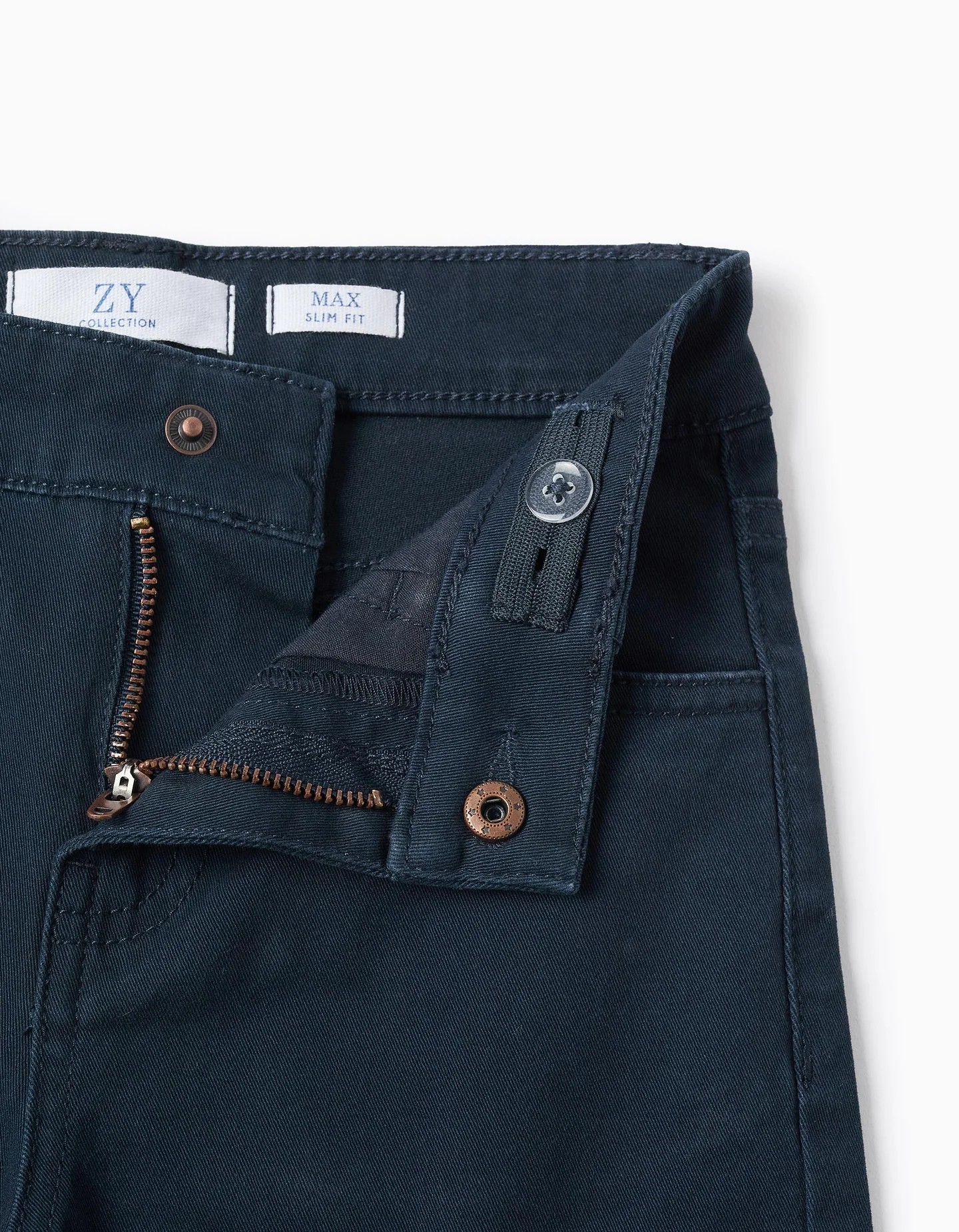 Pantalón Slim Fit niño sarga azul oscuro - Imagen 3