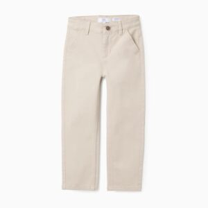 Pantalón niño sarga algodón beige Slim Fit cintura ajustable cuatro bolsillos Big Me