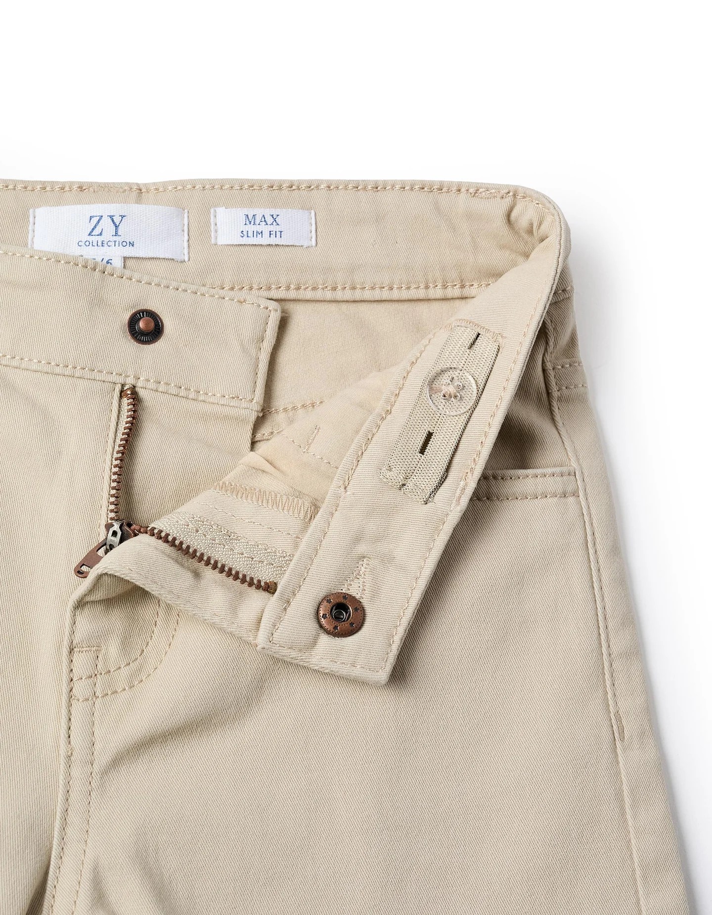 Pantalón Slim Fit niño sarga beige - Imagen 3