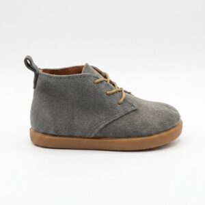 Bota bebé serraje gris estilo blucher cordones camel marrón claro suela fina flexible marrón claro estrellas antideslizante, bota de vestir gris
