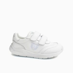 Deportivas barefoot Pablosky blancas velcro puntera ancha flexible suela fina antideslizante drop 0.0 logo Pablosky bordado Pablosky Sport plantilla extraíble