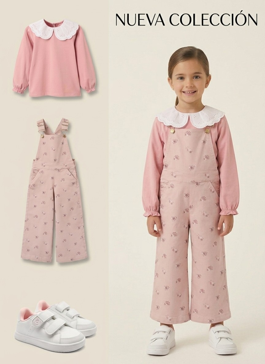 Peto Niña Rosa Claro Con Estampado Floral