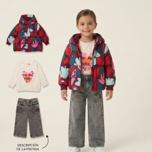 Abrigo Niña Acolchado Estampado Floral Tuc Tuc