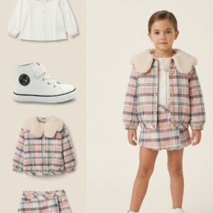 Abrigo Niña De Cuadros Con Borreguito