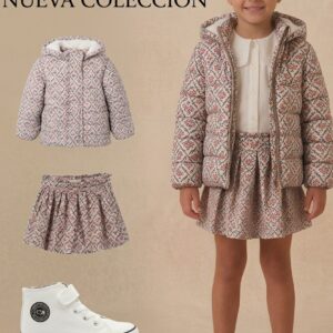 Abrigo Niña Acolchado Con Estampado Floral