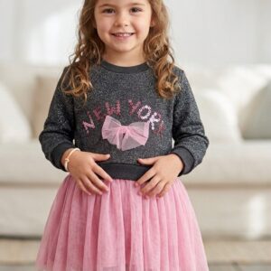 Vestido Niña Sudadera Brillante y Falda de Tul "New York"