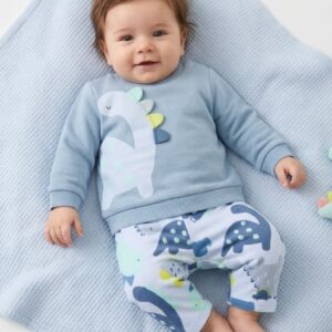 Conjunto Bebé Niño Sudadera Dinosaurio y Pantalón Estampado