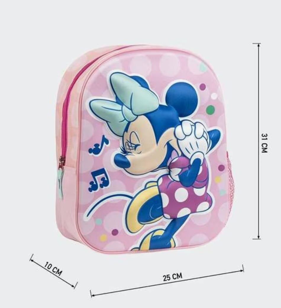 Mochila infantil Minnie Mouse rosa con relieve 3D - Imagen 2