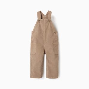 Peto bebé niño pana fina beige camel tirantes ajustables botones madera cierre lateral botones presión bolsillo parche pecho bolsillos parche piernas automáticos bajos