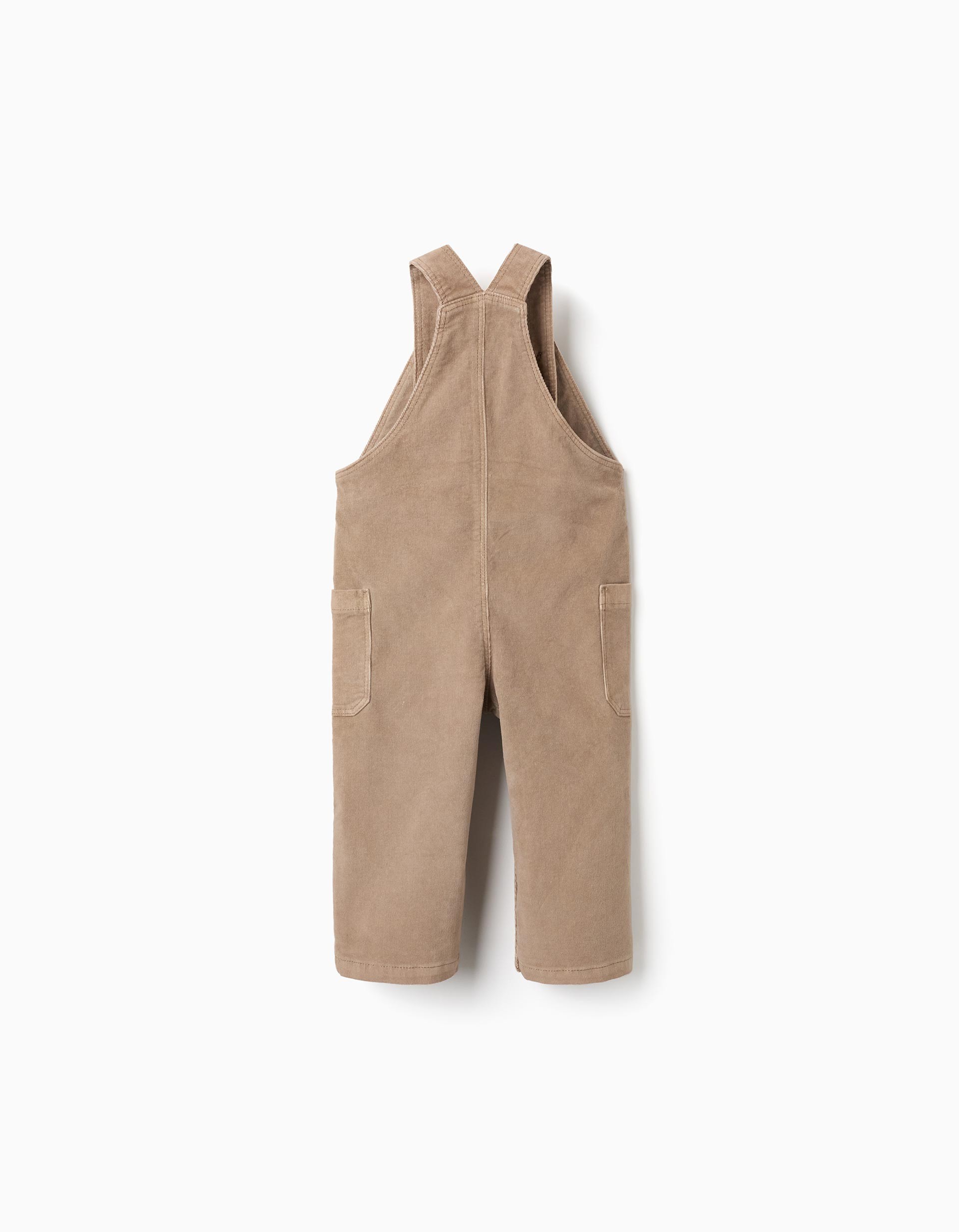Peto bebé niño pana fina beige camel tirantes ajustables botones madera cierre lateral botones presión bolsillo parche pecho bolsillos parche piernas automáticos bajos Peto bebé niño pana fina beige camel tirantes ajustables botones madera cierre lateral botones presión bolsillo parche pecho bolsillos parche piernas automáticos bajos