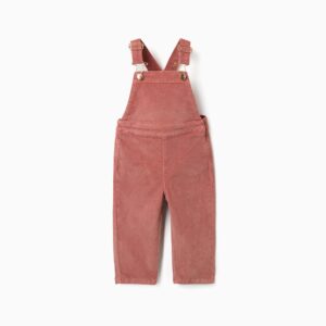 Peto niña pana fina rosa empolvado tirantes ajustables hebillas metálicas doradas botones cierre lateral botones presión bolsillo parche pecho bolsillos parche traseros