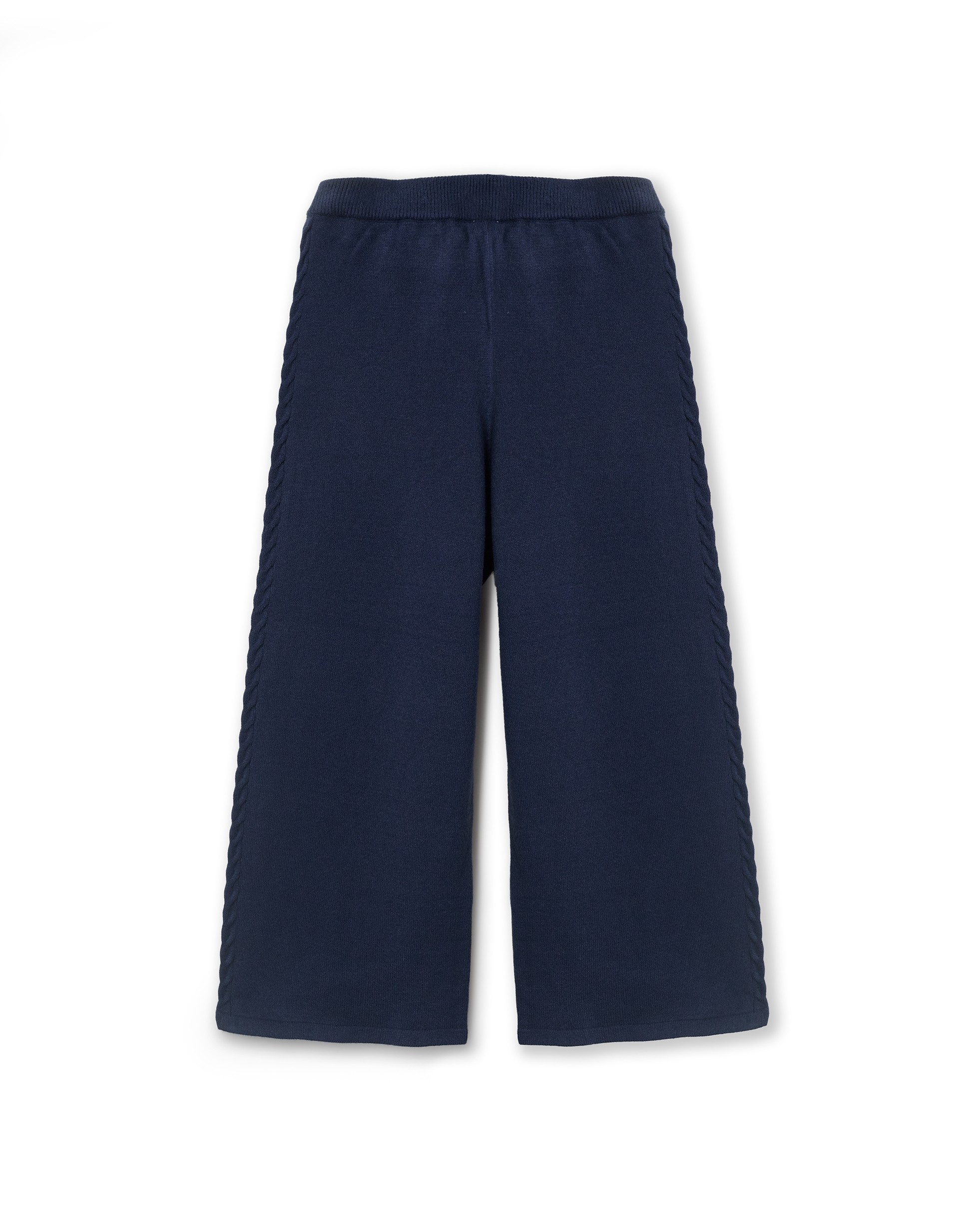 Pantalón niña punto azul marino corte culotte pierna ancha cintura elástica ajustable botones internos detalle punto trenzado laterales zippy Pantalón niña punto azul marino corte culotte pierna ancha cintura elástica ajustable botones internos detalle punto trenzado laterales zippy