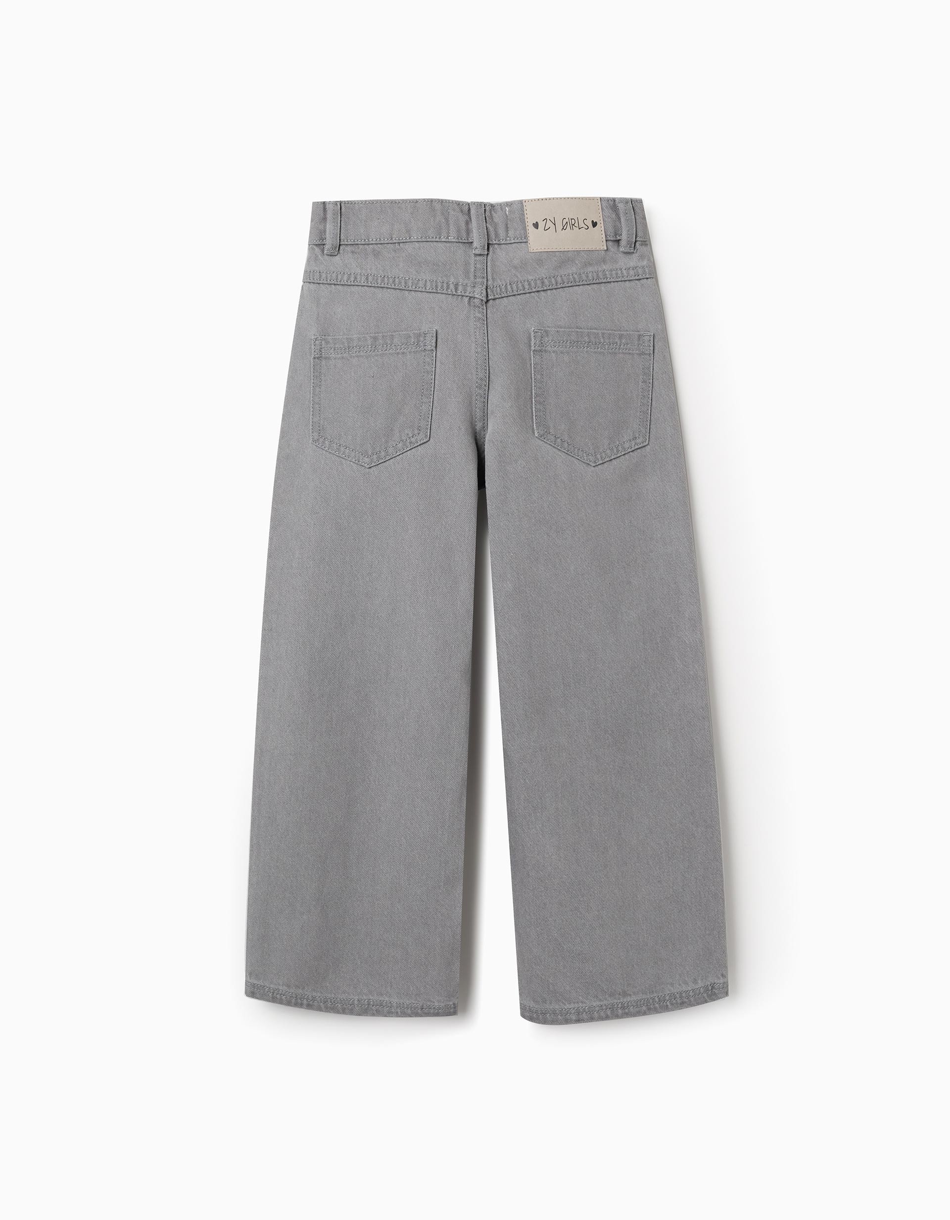 Vaqueros Niña Pierna Ancha Gris Con Lazos - Imagen 2