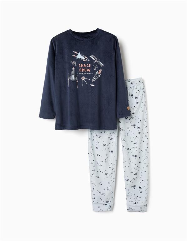 Pijama niño Zippy Space Crew azul marino azul claro cohetes planetas estrellas constelaciones suave
