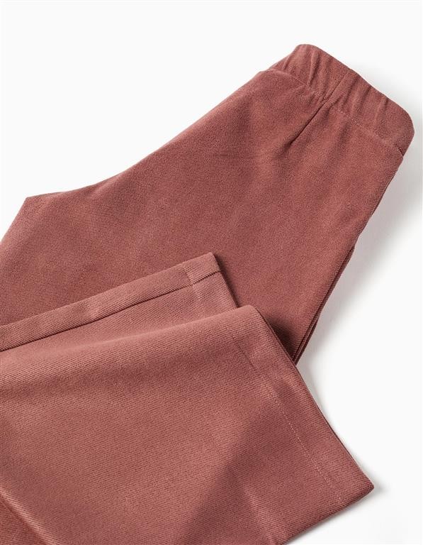 Pantalón niña pierna ancha rosa empolvado Zippy cintura ajustable botones cremallera trabillas