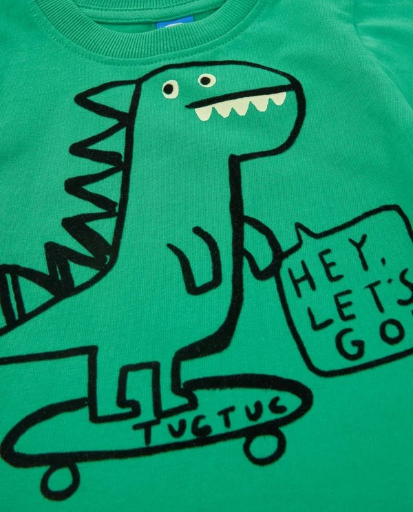 Camiseta Niño Dinosaurio Con Monopatín - Imagen 4