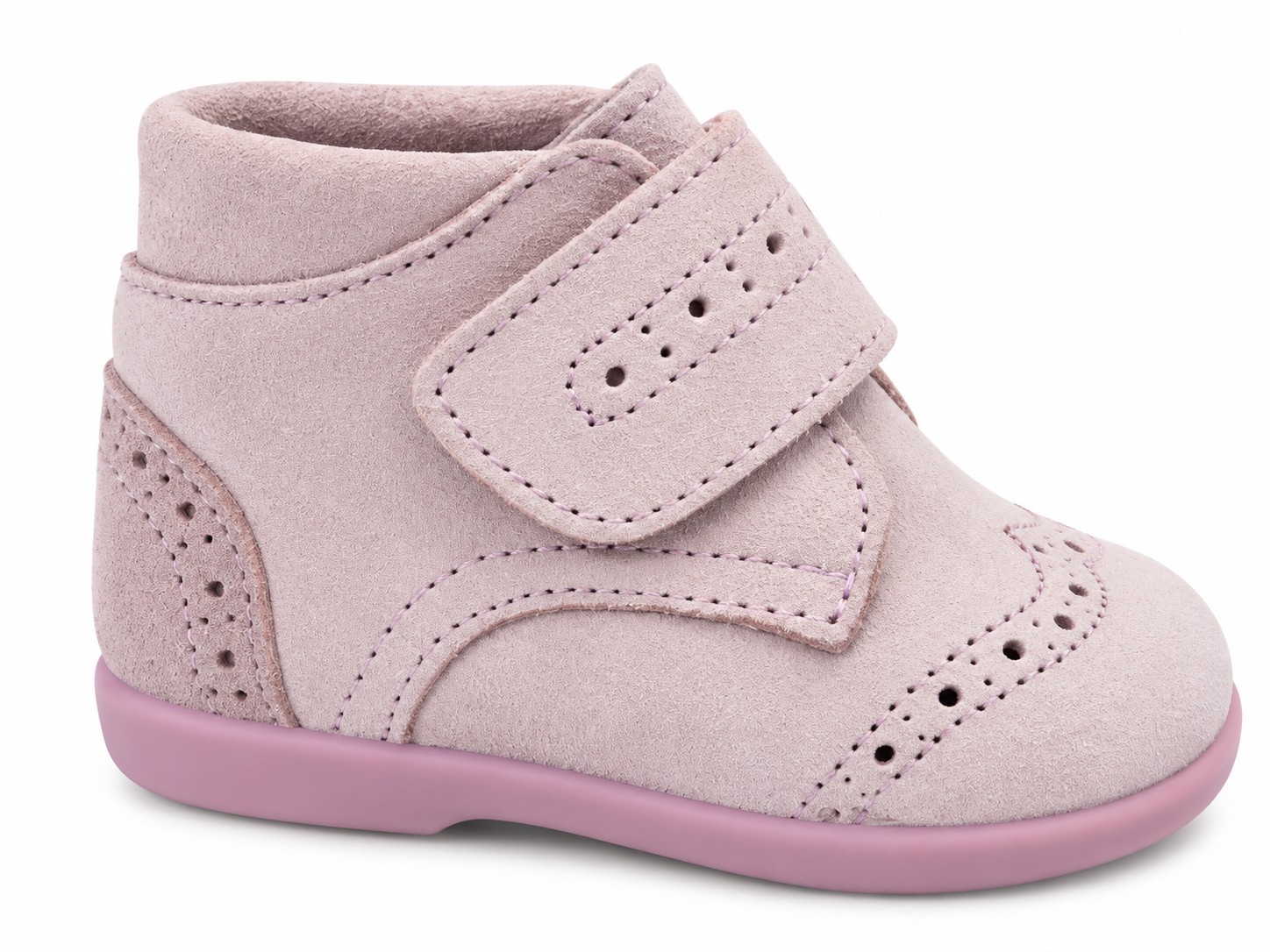 Botitas bebé niño niña serraje piel vuelta picados antique, rosa rosa palo velcro suela goma flexible azul marino FOR YOUNG PEOPLE MADE IN SPAIN interior forrado cuero camel talla 19 al 30 chuches
