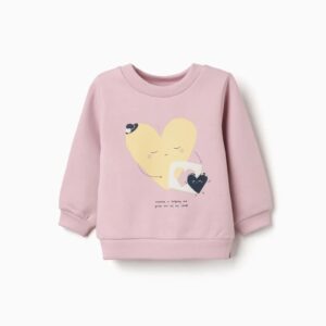 Sudadera bebé niña lila rosa empolvado mezcla algodón forro perchado estampado relieve corazones amarillo blanco azul marino mommy is helping me grow out of my shell mangas abullonadas hombros caídos cuello redondo puños bajo acanalados aberturas laterales Ref 31081438031, zippy