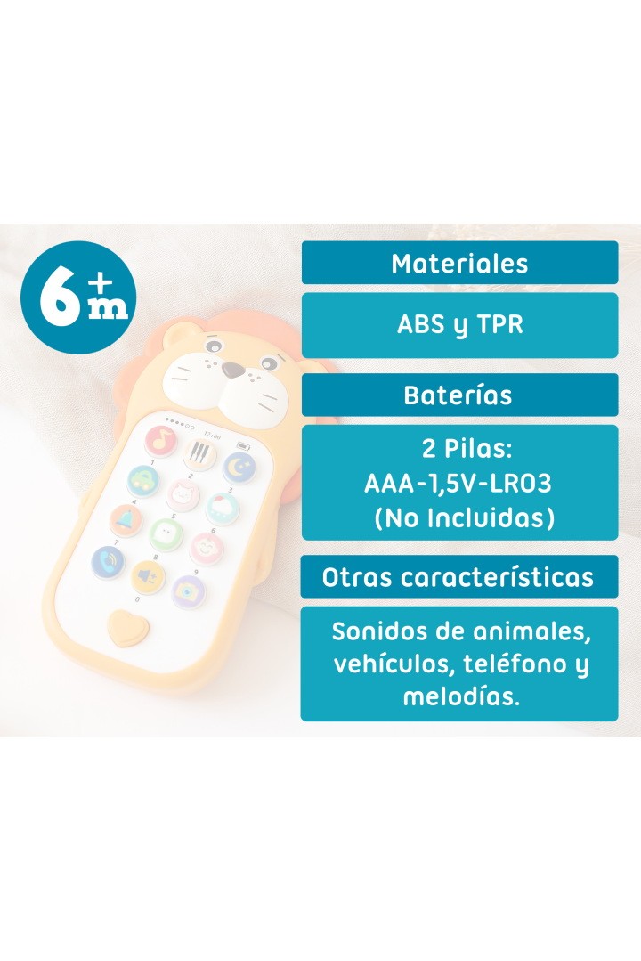 Juguete Teléfono Musical León Bebé - Imagen 6