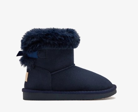 Botas australianas niña niño lazo marrón topo grisáceo microfibra Water-repellent forro pelo sintético azul marino suela goma plantilla textil Conguitos invierno