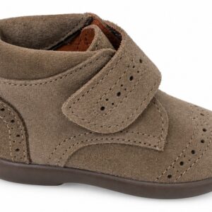 Botitas botas bebé niño niña serraje piel vuelta picados taupe velcro suela goma flexible azul marino FOR YOUNG PEOPLE MADE IN SPAIN interior forrado cuero camel talla 19, marca chuches