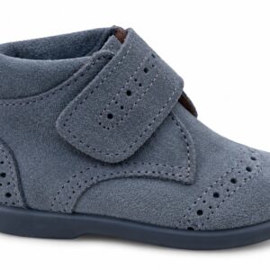 Botitas bebé niño niña serraje piel vuelta picados antique, gris velcro suela goma flexible azul marino FOR YOUNG PEOPLE MADE IN SPAIN interior forrado cuero camel talla 19 al 30 chuches