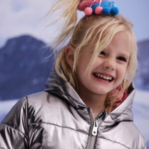 Pack 2 coleteros de pelo para niña tipo scrunchie de pelo sintético suave rosa y azul con pompones