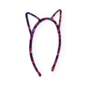 Diadema rígida para niña con orejas de gato y estampado abstracto de colores fucsia y azul