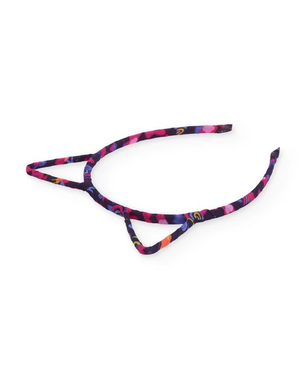 Diadema rígida para niña con orejas de gato y estampado abstracto de colores fucsia y azul