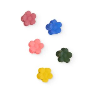Pack 5 mini pinzas de pelo para niña en forma de flor de colores rosa, azul, coral, verde y amarillo